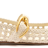 Verona Macrame Ballet Flat In Ivory Leather