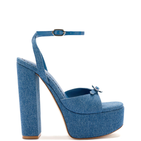 Daisy Platform In Blue Stoned Denim