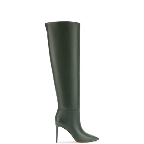 Larroudé x Jennifer Fisher Boot In Martini Green Leather