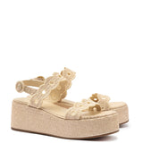 Florence Broderie Flatform In Natural Raffia