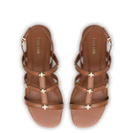 Harmony Flatform Sandal In Caramel Leather