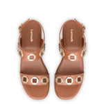 Milan Flatform Sandal In Caramel Leather