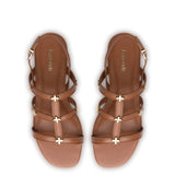 Harmony Flat Sandal In Caramel Leather