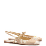 Georgina Ballet Flat In Beige Printed Raffia