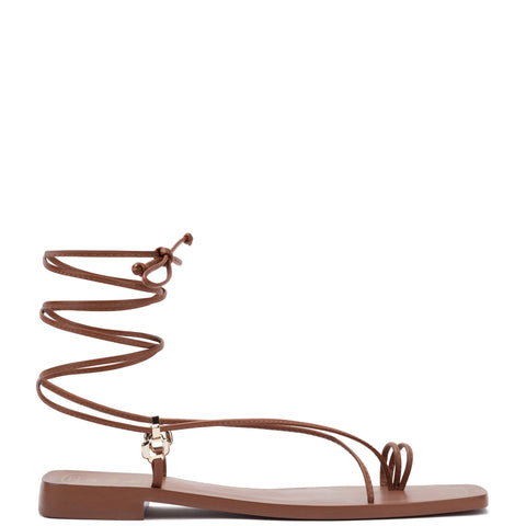 Portofino Flat Sandal In Caramel Leather