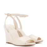 Yves Wedge In Ivory Leather