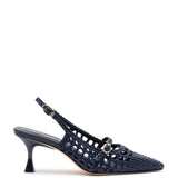 Ines Macrame Pump In Navy Leather