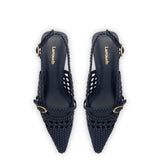 Ines Macrame Pump In Navy Leather