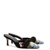 Larroudé x Markarian Mule In Black Wool and Floral Embroidery