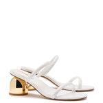 Dew Drop Mule In White Patent Leather