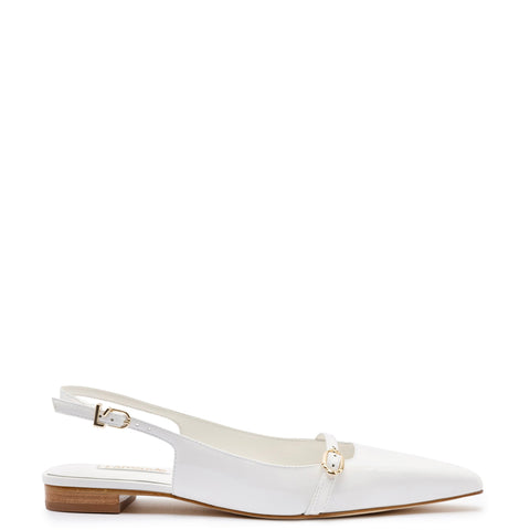 Ines Flat In White Patent Leather