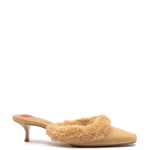 Amal Faux Fur Mule In Peanut Suede