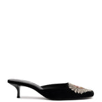 Larroudé x Markarian Mule In Black Velvet and Heart Embroidery