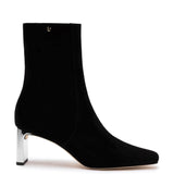 Alexis Bootie In Black Suede and Silver Heel