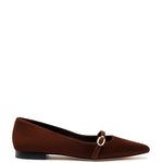 Irene Flat In Brown Suede