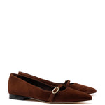 Irene Flat In Brown Suede