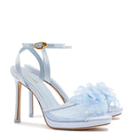 Salma Platform Sandal In Cerulean Blue Satin