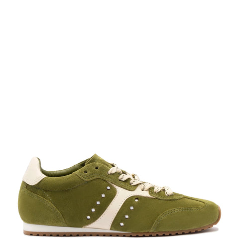 Stella Sneaker In Seaweed Suede and Ivory Leather