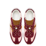 Stella Sneaker In Tulip, Russet and Wine Suede and Silver Metallic Leather