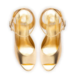 Deena By Larroudé Wedge Sandal In Gold Metallic Leather