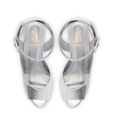 Deena By Larroudé Wedge Sandal In Silver Specchio