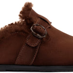 Milan Fur Clog In Brown Suede