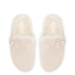 Milan Fur Clog In Mushroom Grey Suede