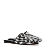 Venice Flat Mule Crystal In Black Suede