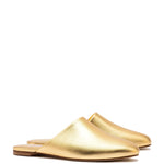 Venice Flat Mule and Pouch Kit In Gold Metallic Leather