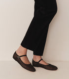 MARY JANE SLIPPER -- BLACK MESH DOT