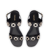 Milan Flat Sandal In Black Leather