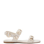 Milan Flat Sandal In Ivory Leather