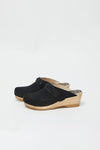 No.6 Bridget Clog on Mid Wedge in Black Suede