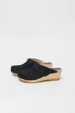 No.6 Bridget Clog on Mid Wedge in Black Suede