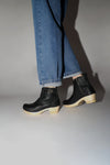 No.6 5" Leather Clog Buckle Boot on Mid Heel in Black