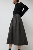 No.6 Nic Skirt in Small Dark Grey and Orange Plaid