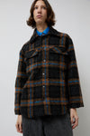 No.6 Wilson Jacket in Brown Black and Blue Plaid Boucle