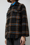 No.6 Wilson Jacket in Brown Black and Blue Plaid Boucle