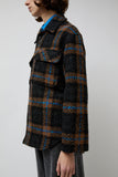 No.6 Wilson Jacket in Brown Black and Blue Plaid Boucle