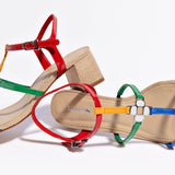 Hana Block In Multicolor Patent Leather and Raffia