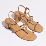 Hana Block In Tan Patent Leather