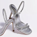 Annie Sandal In Silver Metallic Leather