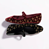 Blair Ballet Flat In Wine Velvet and Gold Studs