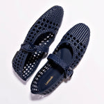 Verona Macrame Ballet Flat In Navy Leather