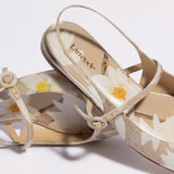 Georgina Ballet Flat In Beige Printed Raffia