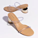 Dew Drop Mule In Tan Leather and Vinyl