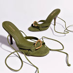 Verona Strappy Sandal In Seaweed Suede