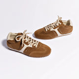 Stella Sneaker In Russet Suede and Ivory Leather