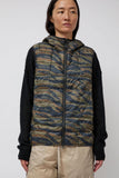 TAION Hooded W-Zip Down Vest in Tiger Stripe