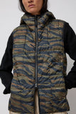 TAION Hooded W-Zip Down Vest in Tiger Stripe